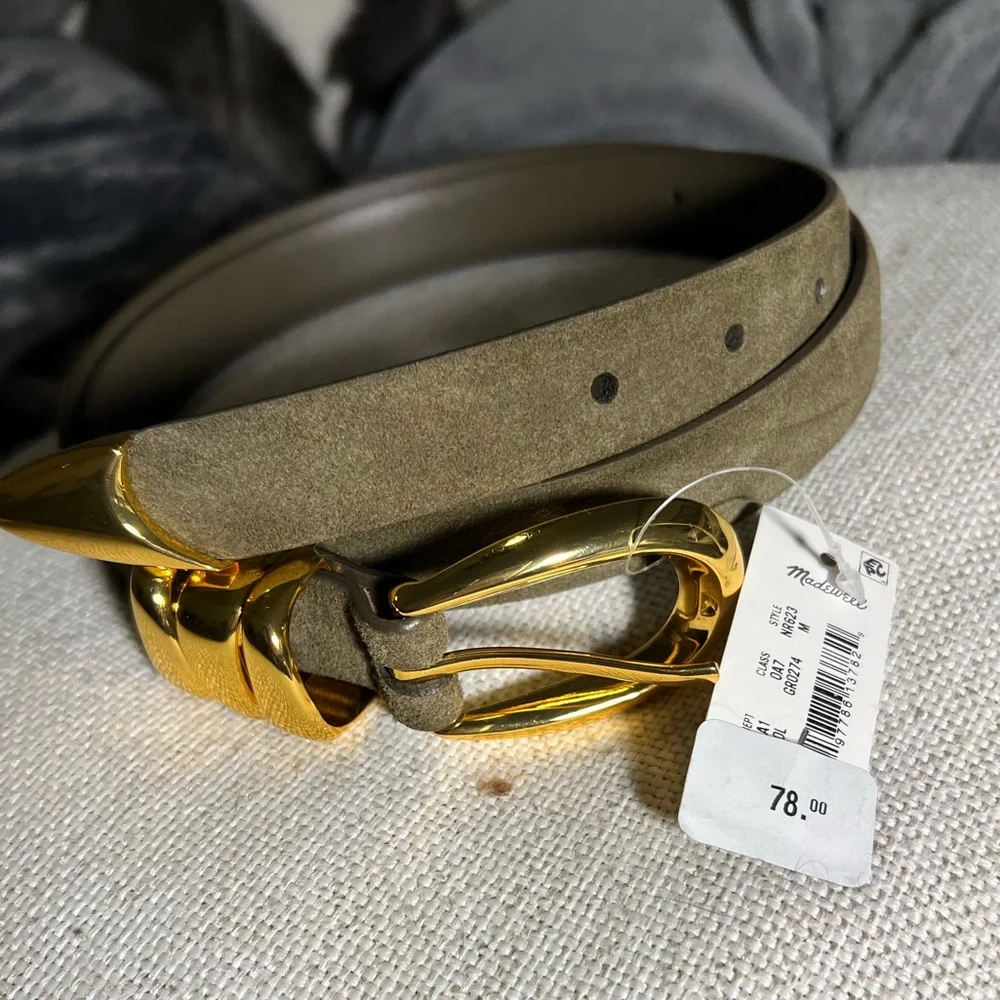 Madewell NWT leather suede belt olive green